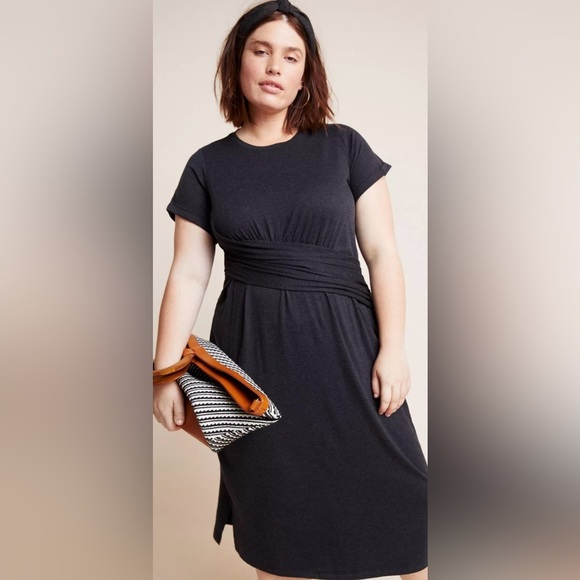 Anthropologie Draped Front Short Sleeve Dress Size Medium - Picture 3 of 11